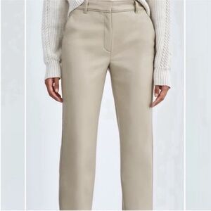 Aritzia Babaton Cropped Cream Vegan Leather Pants EUC